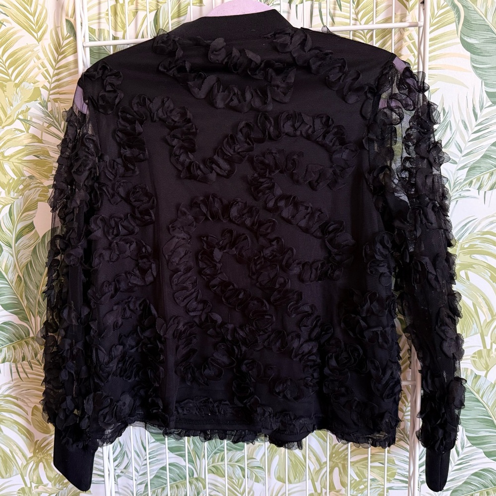 Chic Black Ruffle Top - Picture 2 of 7